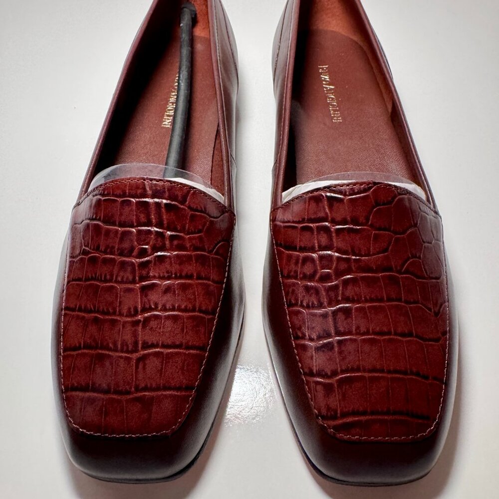 NWOT, Enzo Angiolini Leather Square Toe Loafers, size 8.5W, brown - Picture 2 of 7